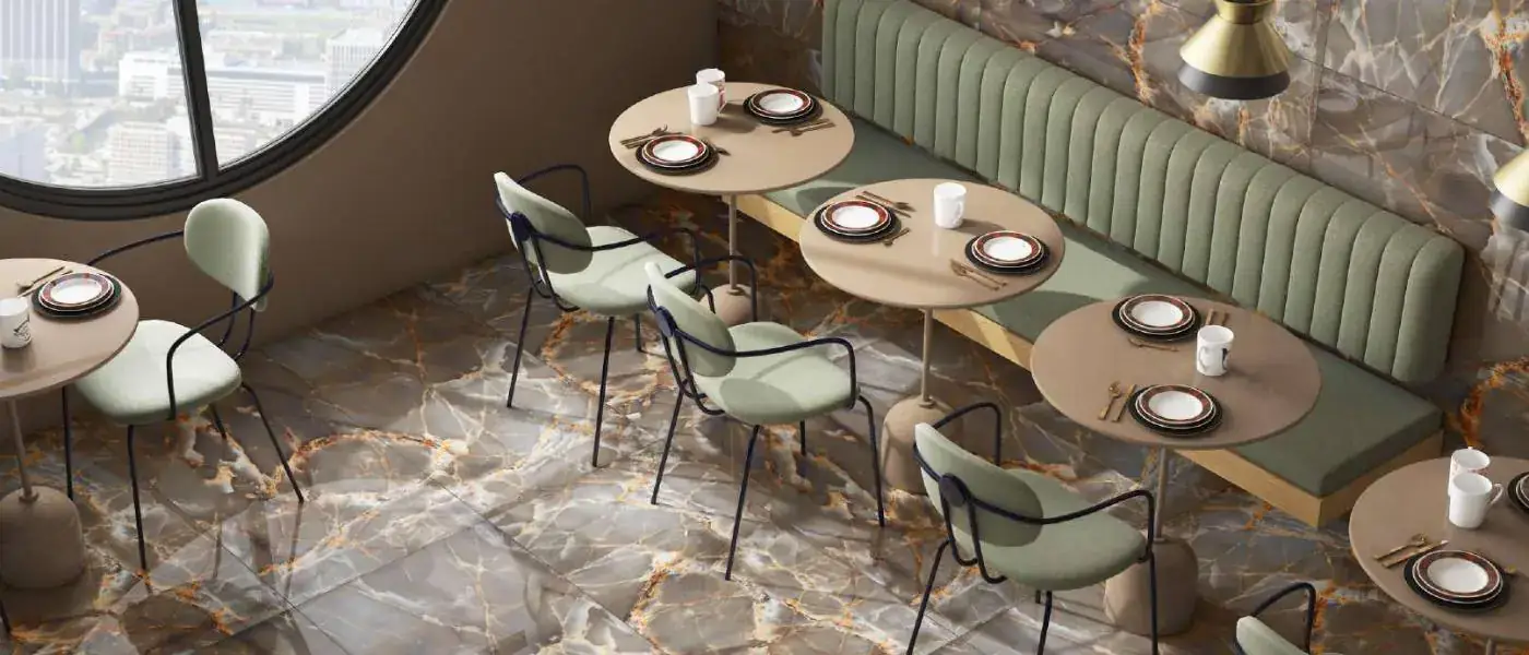 Seven Jewels restaurant project gold marble