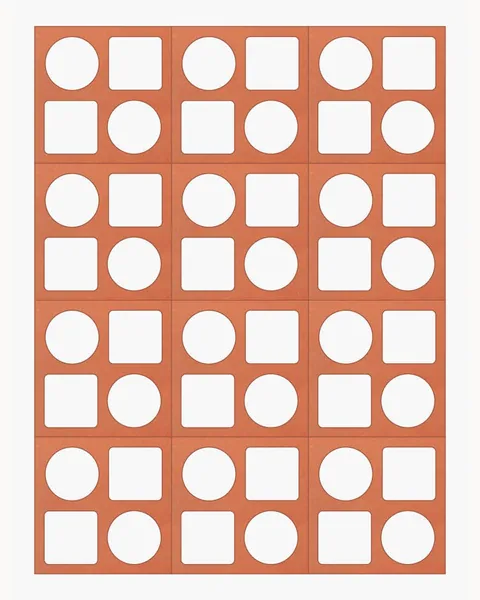 Grid terracotta screen block, 205x205x62mm module