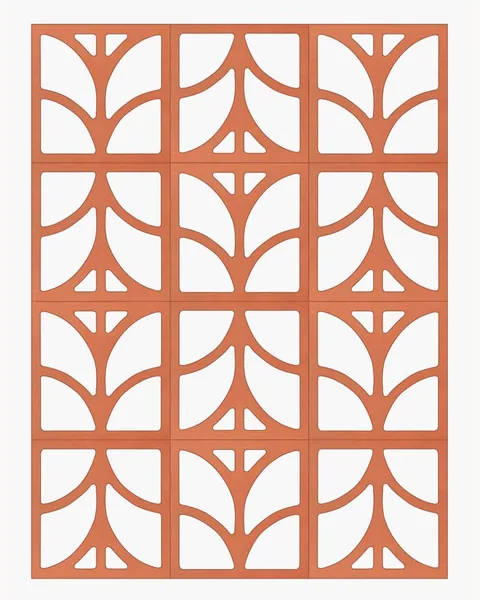 Palm terracotta screen block, 205x205x62mm module
