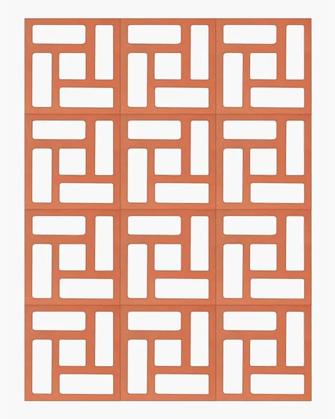 Meander terracotta screen block, 205x205x62mm module