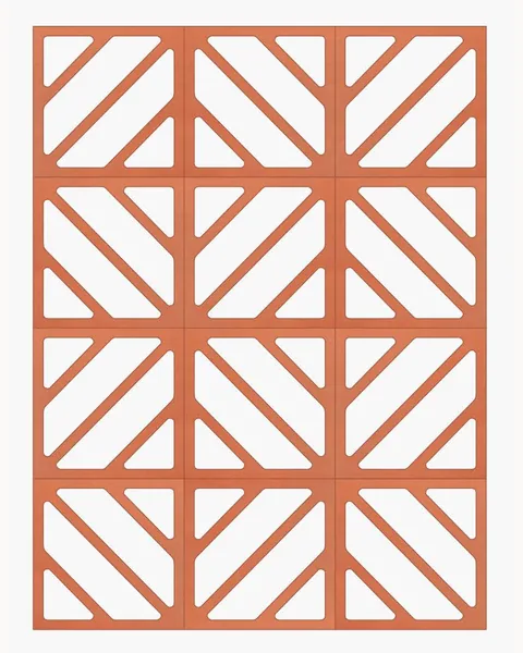 Diagonal terracotta screen block, 205x205x62mm module