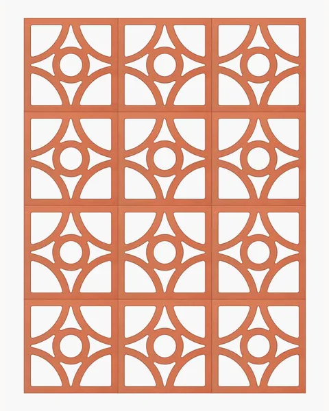 Quatrefoil terracotta screen block, 205x205x62mm module