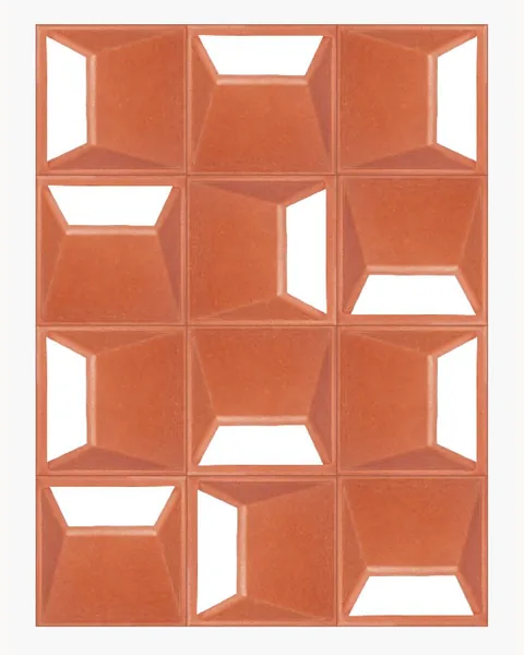 Bevel terracotta screen block, 205x205x62mm module