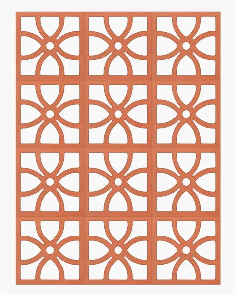 Clover terracotta screen block, 205x205x62mm module