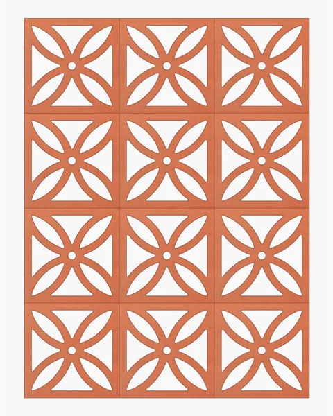 Rosette terracotta screen block, 205x205x62mm module