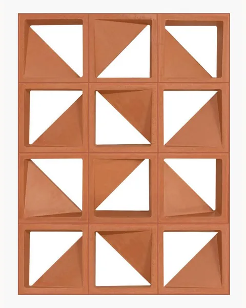 Triangle terracotta screen block, 205x205x62mm module