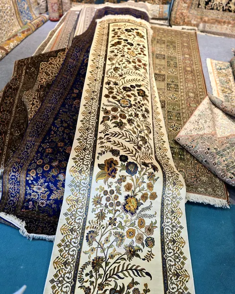 Hand-knotted runners, traditional floral, cut to length