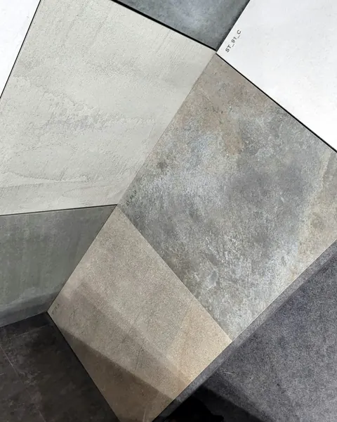 Stone-look porcelain, mixed neutral colorways