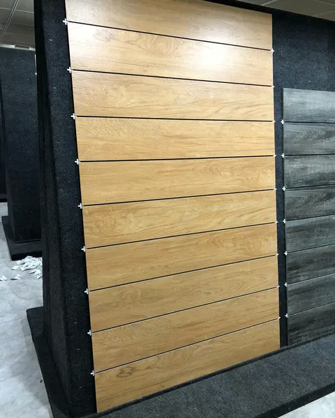 Wood-look plank porcelain, blonde and grey